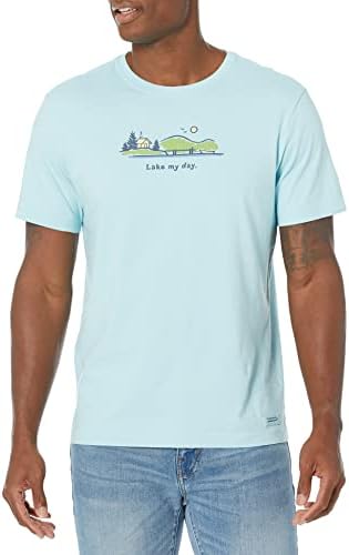 Life is Good Мъжки Реколта Тениска Crusher с Графичен Дизайн Lake My Day