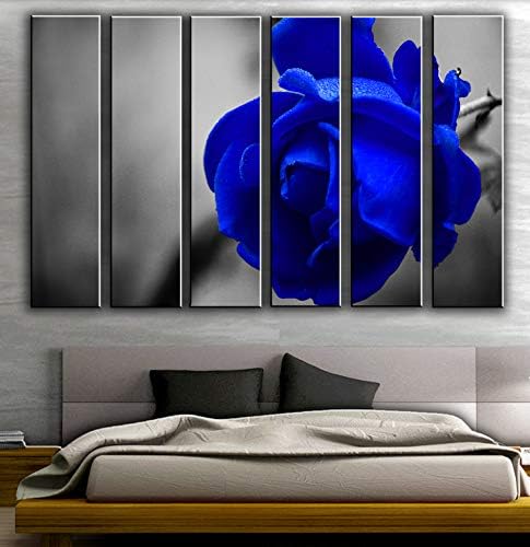 X-Large 6 бр., монтиран на стената Артистичен Интериор със Синя Роза, Картина, Плакат, Печат върху платно, Пана, Бр., Комплект за