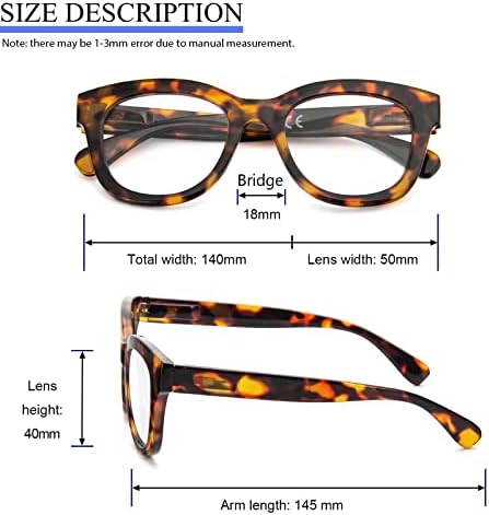 KoKoBin 3-Pack Извънгабаритни Ретро Очила за четене за жени, Блокиране на Синя светлина, Удобни Очила за четене в Цветен Стилни
