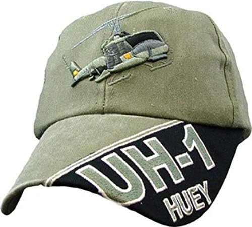 Бейзболна шапка на военновъздушните сили на UH-1 Huey, Регулируемо, Зелена