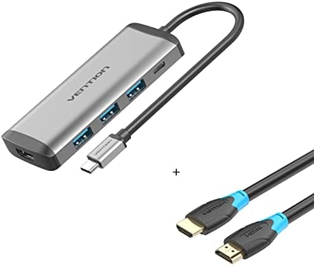 Хъб VENTION 5 в 1 C USB и кабел 4K, HDMI дължина от 6 фута