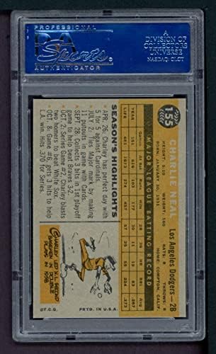 1960 Topps # 155 Чарли Нийл Лос Анджелис Доджърс (Бейзбол карта) PSA PSA 8.00 Доджърс