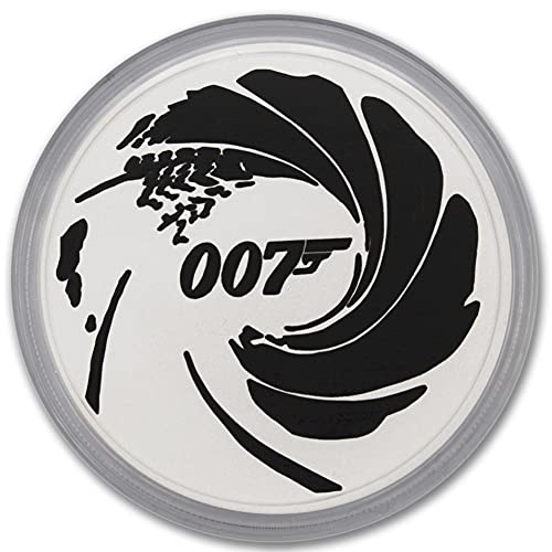 Монета на Джеймс Бонд 007 от черно сребро 2022 TV Tuvalu с тегло 1 унция (в капсули) Диамант, без да се свържат със сертификат за