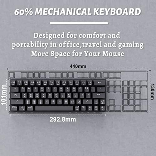 DIERYA DK63N 60% Безжична Жичен Ръчна Детска Клавиатура, Bluetooth клавиатура с RGB подсветка на клавишите със стрелки, 63 клавишите,