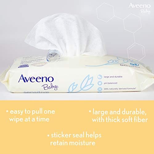 Салфетки Aveeno Baby Sensitive All Over, Хипоалергенни, без парабени и ароматизатори, 10 карата (в пакета 48, общо 480 кърпички)