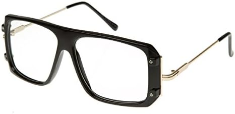 Очила с квадратни прозрачни лещи в ретро стил (черна)
