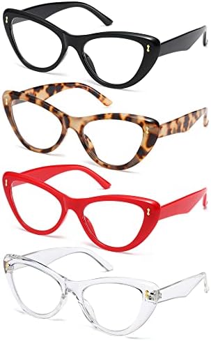 Дамски очила за четене NaNaKo Котешко око от 4 опаковки - модерни леки сини светозащитные очила