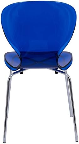 Модерните прозрачни трапезни столове LeisureMod Oyster, комплект от 2 (прозрачен синьо)