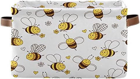ALAZA Пчела Цветя, Сърца, Кошница за съхранение на Магазините за Организация на Гардероба Полк Детска Играчка, Текстилен Сгъваем