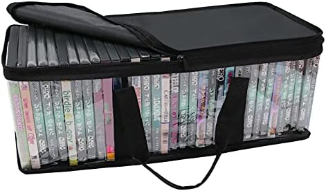 ОСНОВНАТА Чанта за съхранение на DVD, удобен за носене калъф за съхранение на CD, медии-чанта за 96 филми / Blu-Ray / видео игри