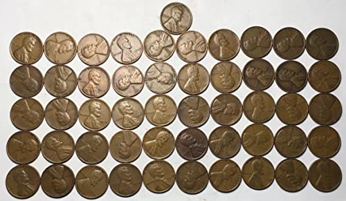 1938 Rv Линкълн Пшеничен Цент, Пени Ролка 50 Монети Пени Продавач Е Много Добър