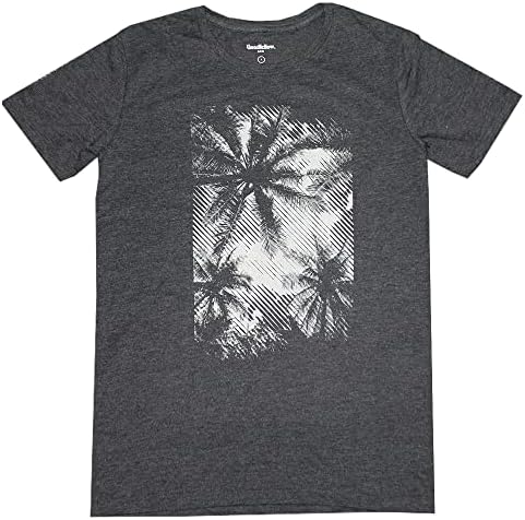 Мъжки t-shirt Rtek Стандартен намаляване с къс ръкав и изобразяващи Палми, Ежедневието е Сиво, Памучен, Модерна Приталенная, с кръгло
