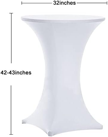 Tina's 12 Опаковки, покритие за коктейльного плот от ликра Highboy размер 32x43 инча, Бяло, Облегающая Еластична меню с коктейли Покривка за кръгли маси (12 бр., 32x43 бял цвят)