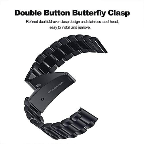 ACESTAR 2 опаковки ремъците, Съвместим с Samsung Galaxy Watch 3 45 мм Джапанки, 22 мм, Метални джапанки от неръждаема Стомана +