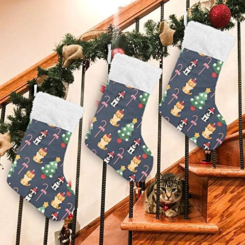 Коледни чорапи ALAZA за кученца от бостън-териер и вельш-corgi с Коледна елха, Класически Персонализирани Големи Чулочные Украса
