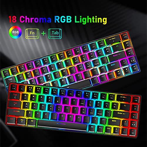 Комбинирана ръчна Детска клавиатура и мишка 60% с подсветка 18 цвята RGB, Ергономични мини-мишка със защита от отблясъците 68Key