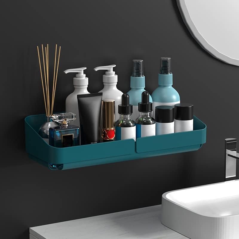 XJJZS Полк за баня Рафтове за съхранение Стенен Шампоан, Козметика Рафтове За съхранение на Аксесоари за баня (Цвят: синьо Размер: