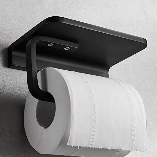 XFXDBT Черен Стенен Държач за Тоалетна хартия, държач за ролка тоалетна хартия С Винтове За съхранение на мобилен телефон, Държач