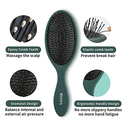 Гребен RHOS Detangler за коса, за жени и за мъже - Гребен-гребло за мокра и суха коса - Гребен за разнищване /изглаждат коса -Гребен-възглавница за къдрава / гъста / дълги / тън