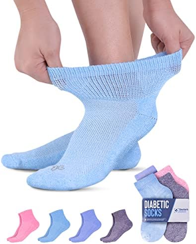 Диабет чорапи Doctor's Select за мъже и жени - 4 чифта | 1/4 дължина на Диабет Чорапи Дамски | Мъжки чорапи Диабет
