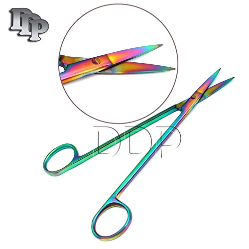 DDP Комплект от 10 различни Цветни титанови ножица Rainbow Kelly 6,25 от преки и извити неръждаема Стомана