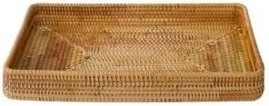 плетени кошници, Кошница за съхранение на ръчно изработени Ратанови Кошница за съхранение на Плодове Правоъгълна Витрина за хляб Кошница за зеленчуци JrenBox (Цвят: 01,